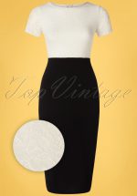 50s Eliane Lace Pencil Dress in Black and Ivory