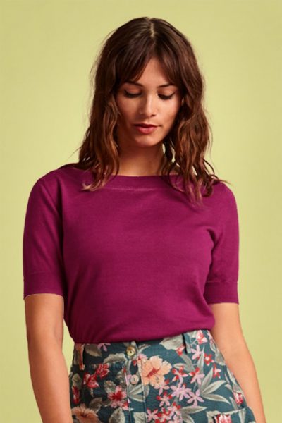 60s Audrey Cottonclub Top in Vivid Purple