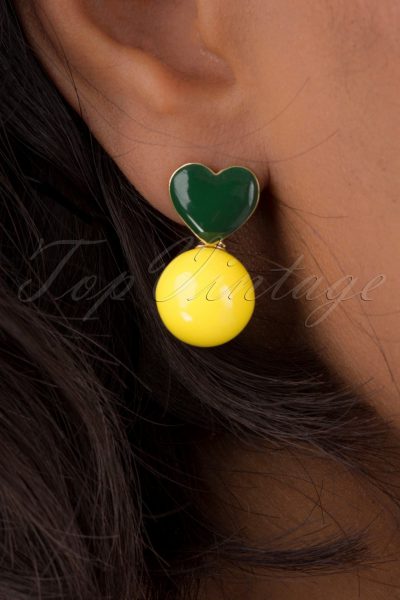 50s Laima Studs in Yellow and Green