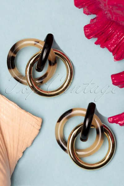 60s Tortoise Circle Earrings in Gold