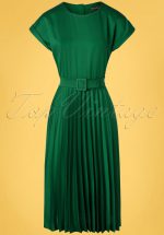 60s Betty Weekender Plisse Dress in Peacock Green