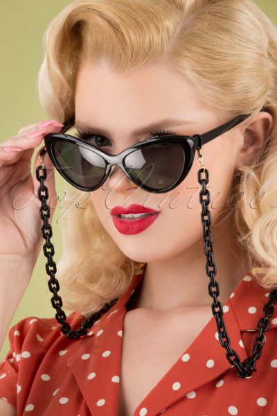 60s Link Chain Sunglasses Cord in Black