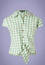 60s Legend Knot Blouse in Island Green