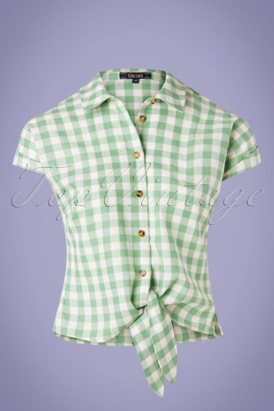 60s Legend Knot Blouse in Island Green