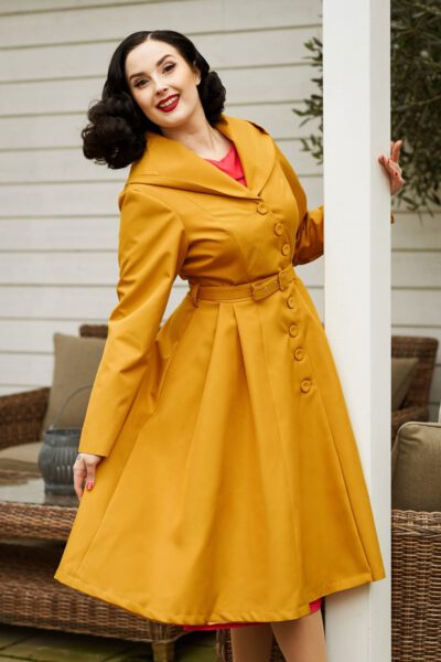 50s Lorin Sun Swing Trench Coat in Mustard