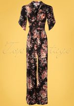 50s Giada Floral Jumpsuit in Black