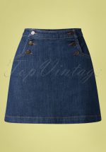 60s Sailor Denim Skirt in Blue