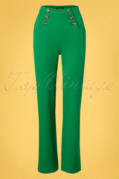 60s Sailor Broadway Pants in Very Green