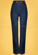 60s Sailor Denim Pants in Blue