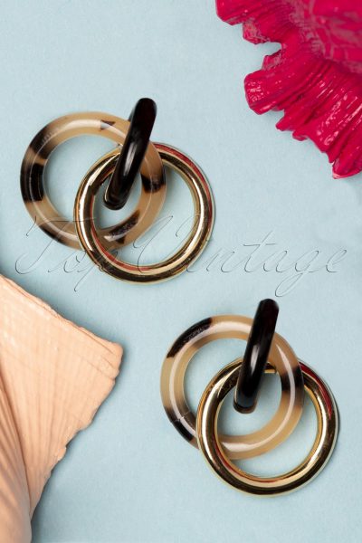 60s Tortoise Circle Earrings in Gold