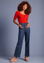 70s Garbo Cropped Braid Pants in Denim Blue