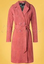 60s Mia Suede Coat in Dusty Rose