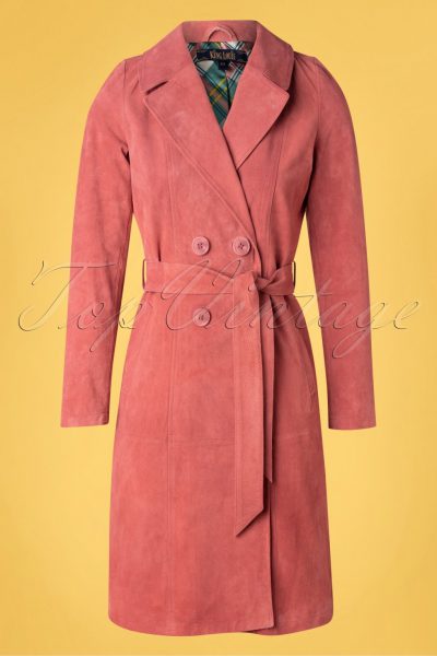 60s Mia Suede Coat in Dusty Rose