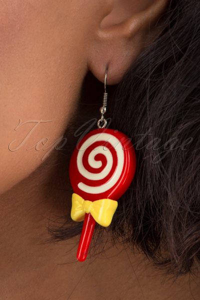 60s Fun Fair Candy Earrings in Red