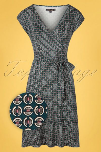 60s Lot Bourbon Dress in Dragonfly Green