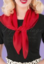 50s Chiffon Hair Scarf in Lipstick Red