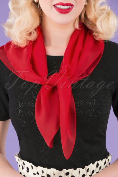 50s Chiffon Hair Scarf in Lipstick Red