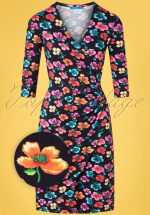 60s Buenos Aires Blossom Dress in Black