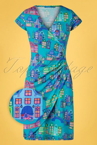 60s Buenos Aires Amsterdam Dress in Aqua