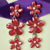 50s Julia Crystal Flower Earrings in Red