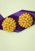 60s Bulb of Beads Earstuds in Sunshine Yellow