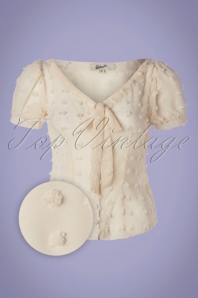 50s Lynda Dots Blouse in Cream