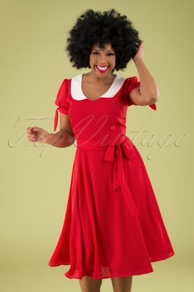 50s Mirella Swing Dress in Red
