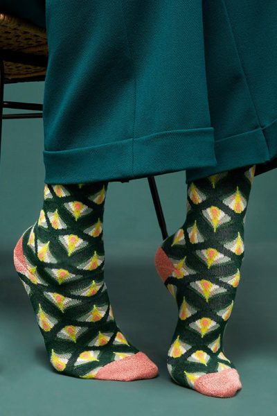 60s Namaste Socks in Dragonfly Green