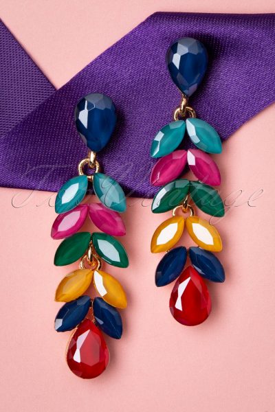 50s Lorraine Leaf Earrings in Multi