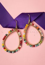 70s Rainbow Beads Earrings in Gold
