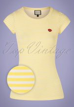 60s Casual Elegance Top in Yellow and White Stripes