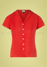 60s Tres Bien Blouse in Uni Red