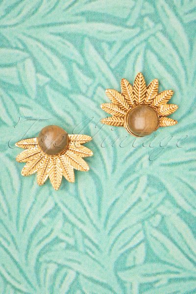 50s Leaves Studs in Gold Plated