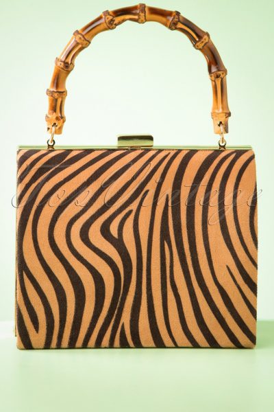 50s Zebra Box Bag in Beige and Black