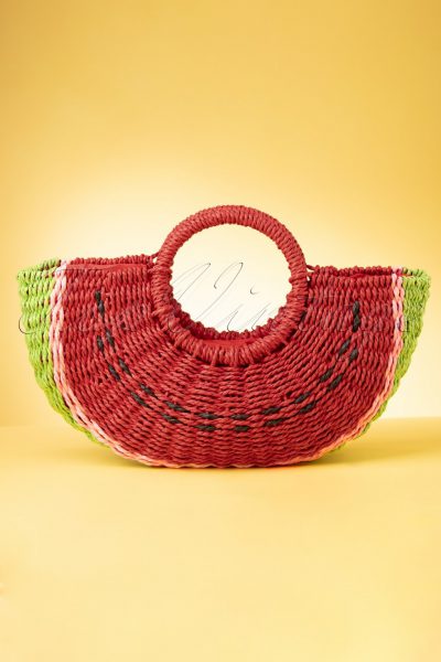 50s Sandia Watermelon Straw Bag in Red
