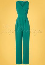 60s Wrap Me Up Jumpsuit in Sea Green