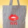 60s Take It All Striped Tote Bag in White and Blue