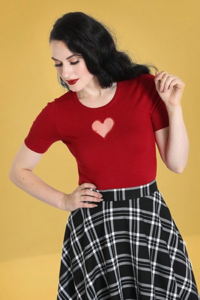 60s Hearts Top in Red