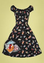 50s Pina Colada Swing Dress in Black