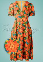 70s Mia Flower Swing Dress in Orange