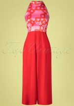 70s Divided Jumpsuit in Red and Pink