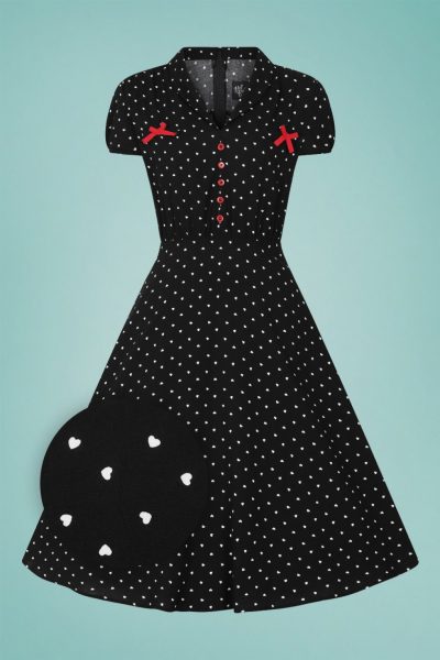 50s Allie Hearts Dress in Black