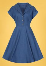 50s Freddie Swing Dress in Denim Blue