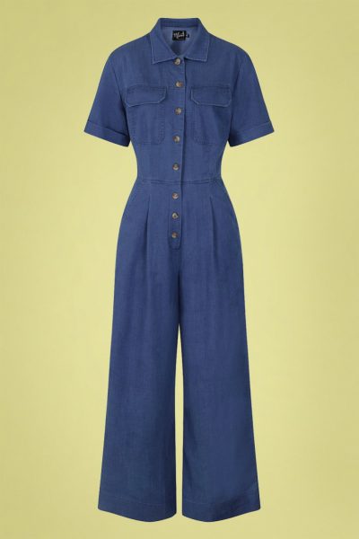 50s Stark Boilersuit in Denim Blue