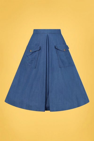 50s Freddie Skirt in Denim Blue