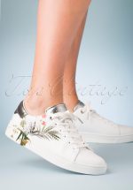 50s Penil Floral Sneakers in White