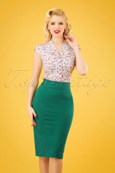 50s Classic Pencil Skirt in Emerald Green