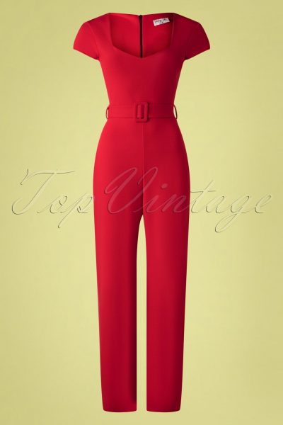 50s Senne Jumpsuit in Lipstick Red