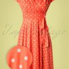 50s Caryl Polkadot Swing Dress in Orange