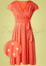 50s Caryl Polkadot Swing Dress in Orange